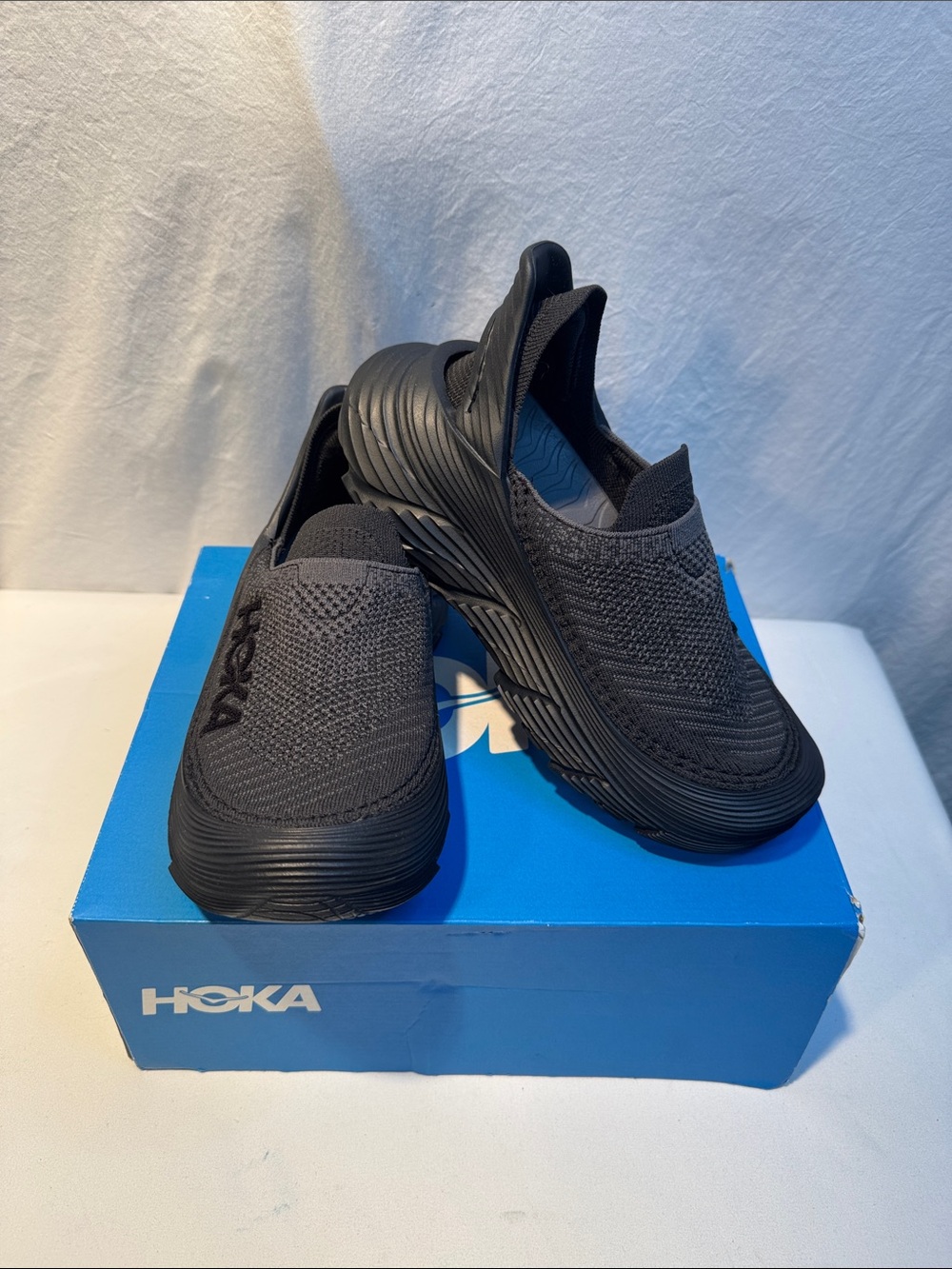 Hoka Women's Black Slip-On Knit Athletic Shoes